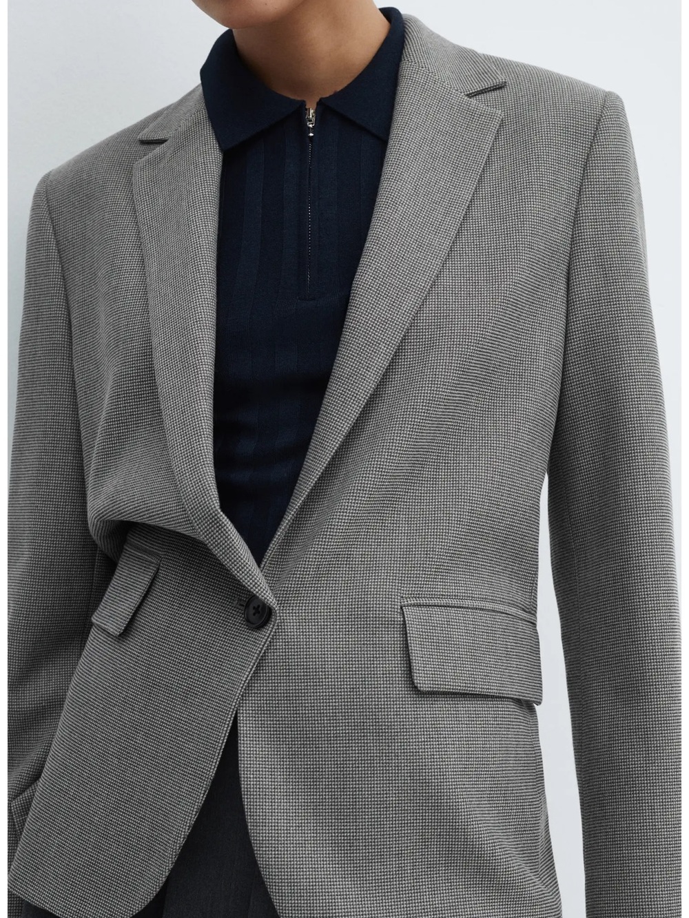 NWT Mango Houndstooth One Button Blazer - Picture 2 of 9